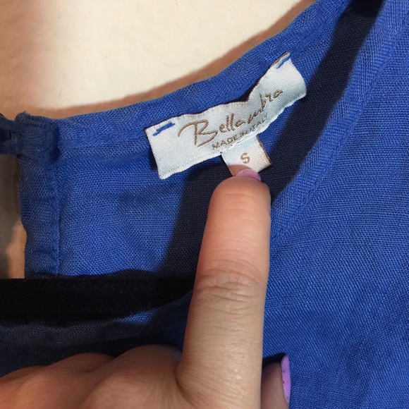 Bellambia Blue Linen Lace Crochet Shift Dress - Picture 3 of 5